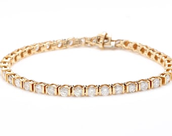 5.70 Carat Natural Diamond 14k Solid Yellow Gold Bracelet