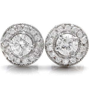 0.85ct Natural Diamond 14k SolidWhite Gold  Earrings