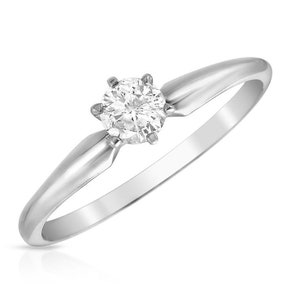 0.25ct Diamond 14k Solid White Gold Engagement Ring