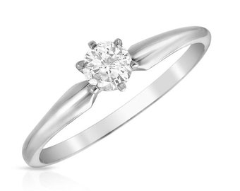 0.25ct Diamond 14k Solid White Gold Engagement Ring