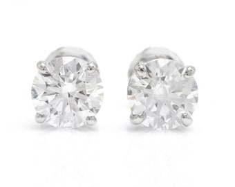 0.60ct Natural Diamond 14k Solid White Gold Stud Earrings