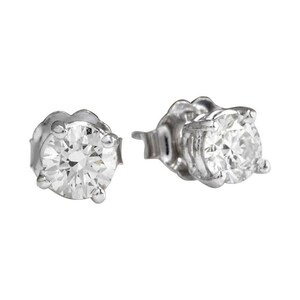 Exquisite 1.40 Carats Natural Diamond 14K Solid White Gold Stud Earrings
