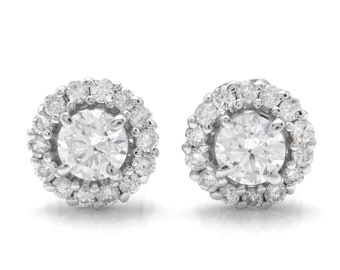 0.80ct Natural Diamond 14k Solid White Gold Stud Earrings