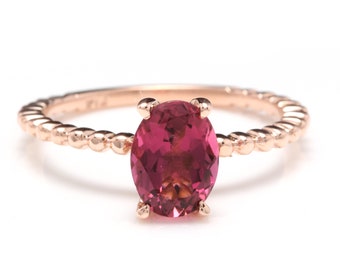 1.40 Carats Natural Tourmaline 14K Solid Rose Gold Ring