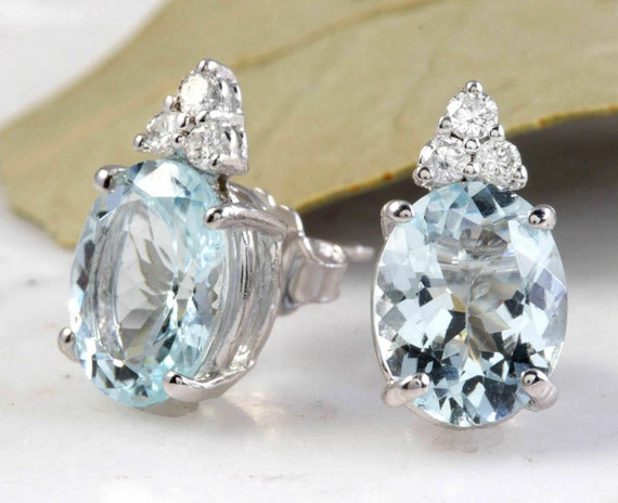 Orecchini Acquamarina E Diamanti Gemma Taglio Smeraldo Roma - Foto 4