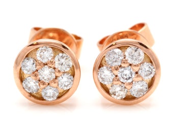 0.25ct Natural Si1 Diamond 14k Solid Rose Gold Earrings