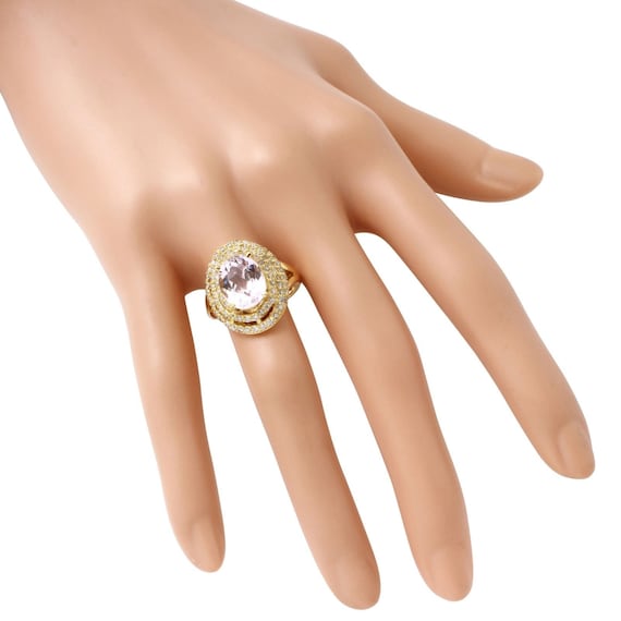 6.10カラット ピンク クンツァイトとダイヤモンド 14K ソリッド