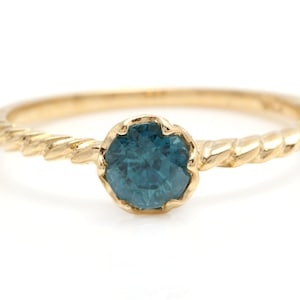 Beautiful Natural Blue Zircon 14K Solid Yellow Gold Ring