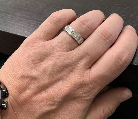 Men's 14K Solid Gold Diamond Wedding Ring - Natural White Diamond (I-J Color, I2-I3 Clarity, 0.16 Cttw) - View #5
