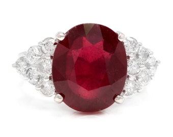 Bague Rubis Naturel 1,85 Ct - Or Blanc 585 - Solitaire Ovale - Neuf - Origine Birmanie