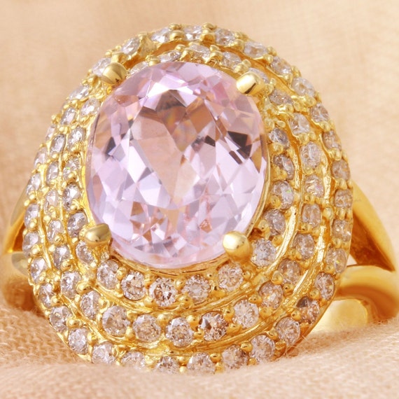 ゴールド ピンクストーン リング crossfor公式ダンシングストーンリング ダイヤモンド0.1ct/0.01ct