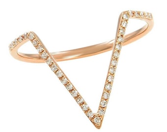 Natural Diamond 14k Solid Rose Gold Diamond Ring