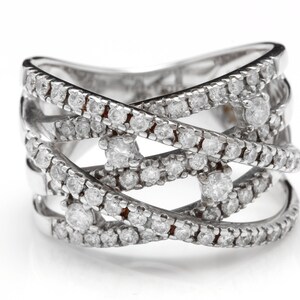 Prächtiger 1.00 Karat Natürlicher Diamant 14K Massiver Weißgold Ring