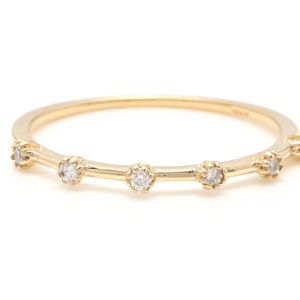 Natürlicher Diamant 14k Massive Gelbgold Band Ring