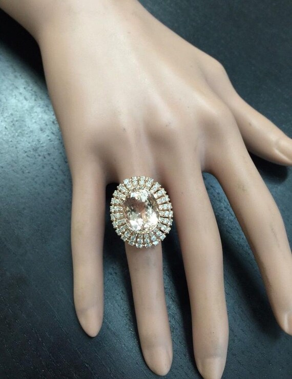 Anello Rara Morganite In Oro Rosa 750% E Diamanti. Mis19 – Marchegiani - Foto 10