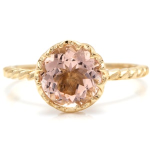 2.00 Carats Natural Morganite 14k Solid Yellow Gold Ring