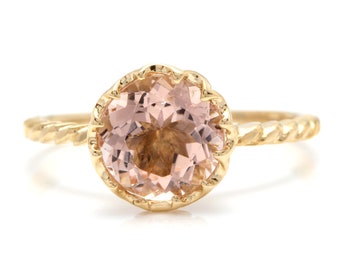 2.00 Carats Natural Morganite 14k Solid Yellow Gold Ring