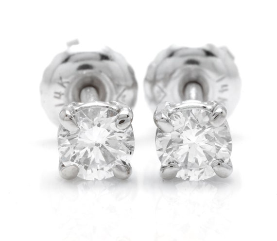 0.40ct Natural Vs2 si1 Diamond 14k Solid White Gold Stud Earrings