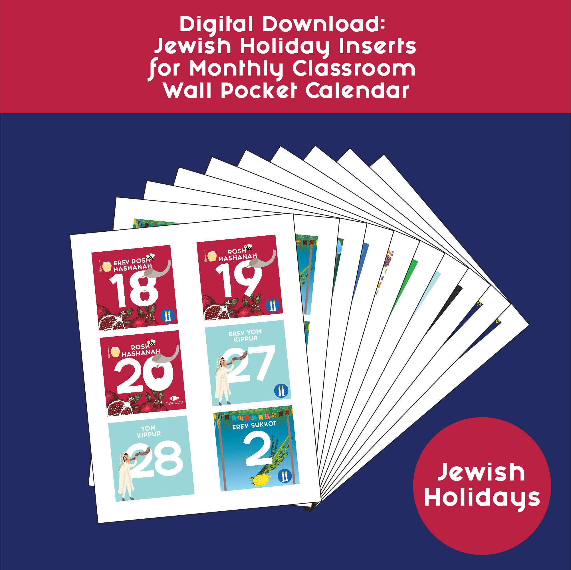 Jewish Holiday Card Inserts for Monthly Calendar 2022-2023 Digital Download  - Etsy