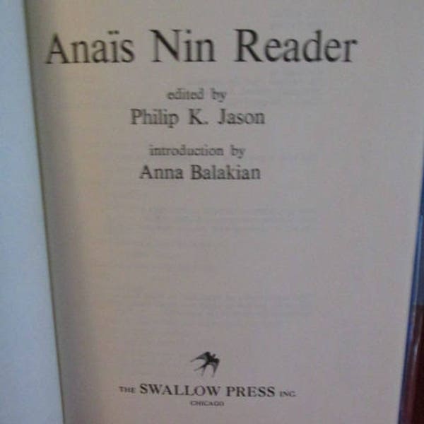 Hardcover Vintage Copy of "Anais Nin Reader",  Philip K. Jason, Ed.