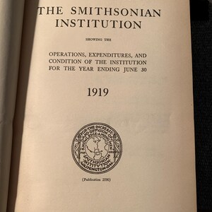 The Smithsonian Institution Annual Report, 1919
