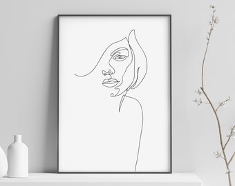 Items Similar To Minimalist Face Sketch Print Woman Face
