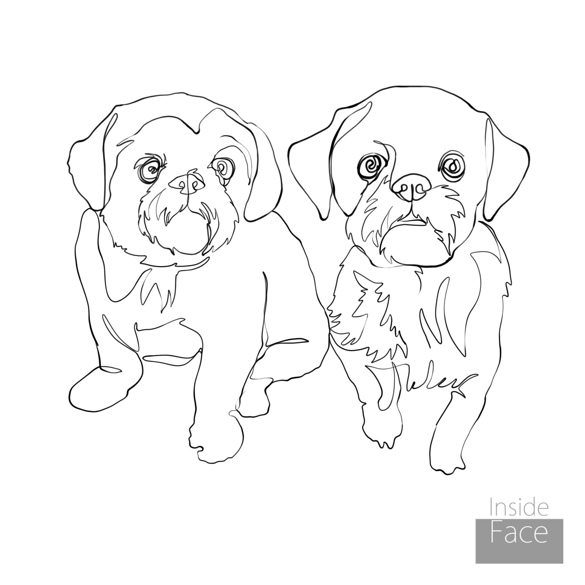 Custom pet portrait one line drawing Pet painting Pet Etsy