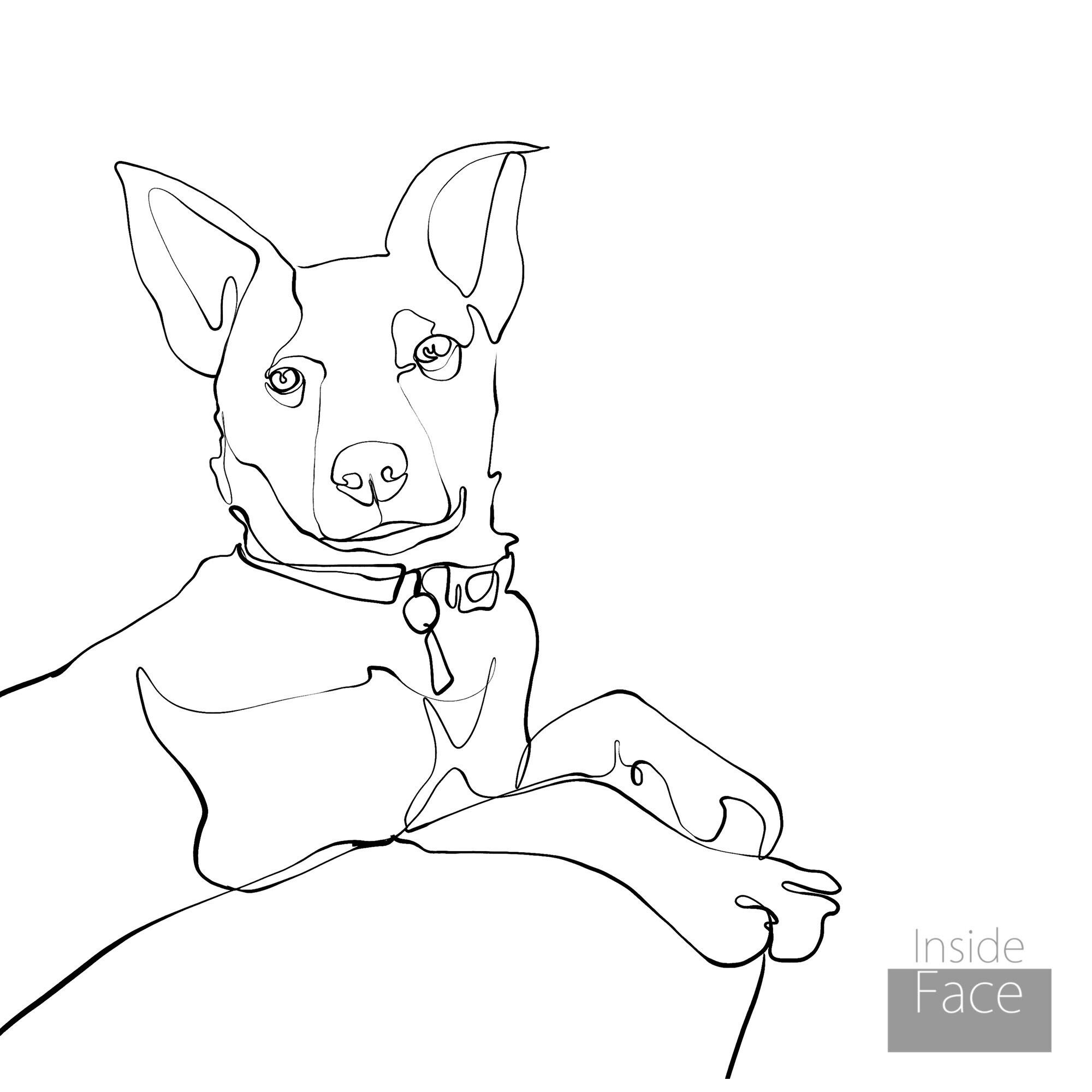 Custom pet portrait one line drawing Pet painting Pet Etsy