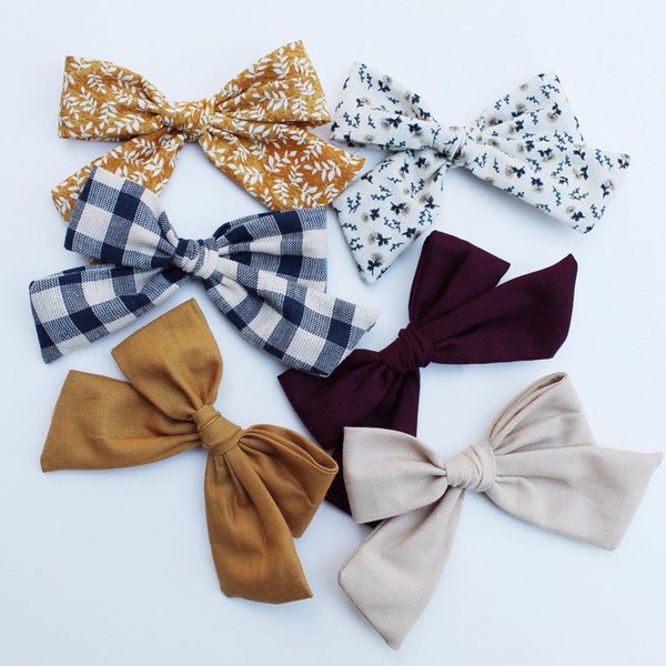 Autumn Bow Collection(6 bows) back to school, newborn bows, fall hair bow, baby girl hair bow, newborn photography, baby shower gift,