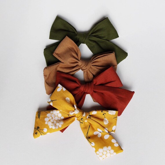 Yellow hair bow clip school colour hair accessories