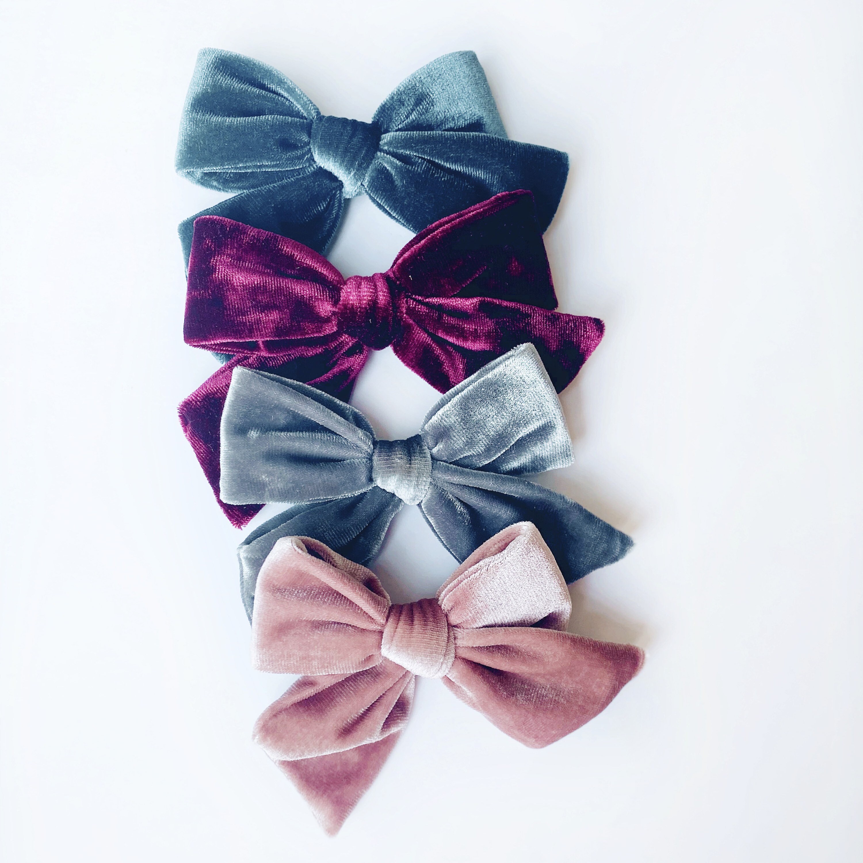 Velvet Hair Bows set of 4 Fall Hair bows winter hair bows Etsy