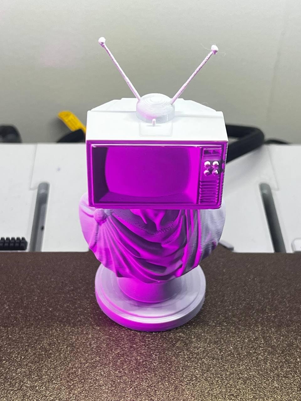 Vaporwave TV Head Bust Statue – Retro Static Screen Sculpture ...