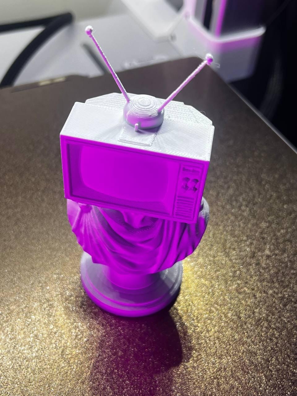 Vaporwave TV Head Bust Statue – Retro Static Screen Sculpture ...
