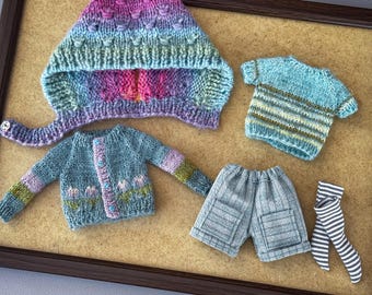 Outfit for Blythe dolls, clothes for Blythe, Ooak Blythe, knitted clothes for dolls