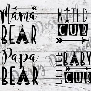 Mama Bear Papa ours sauvage Cub Baby cub svg numérique coupe des fichiers