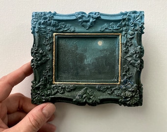 Ornate Vintage Frame Acrylic Nocturne Painting Small Painting Tonalist Art Impressionist Paintings Unique Art Gifts