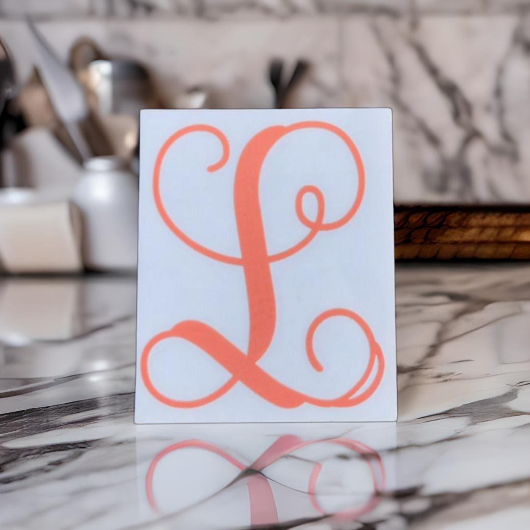 Single Monogram Custom Single Initial Monogram Decal / Vine Initial Monogram Decal ...