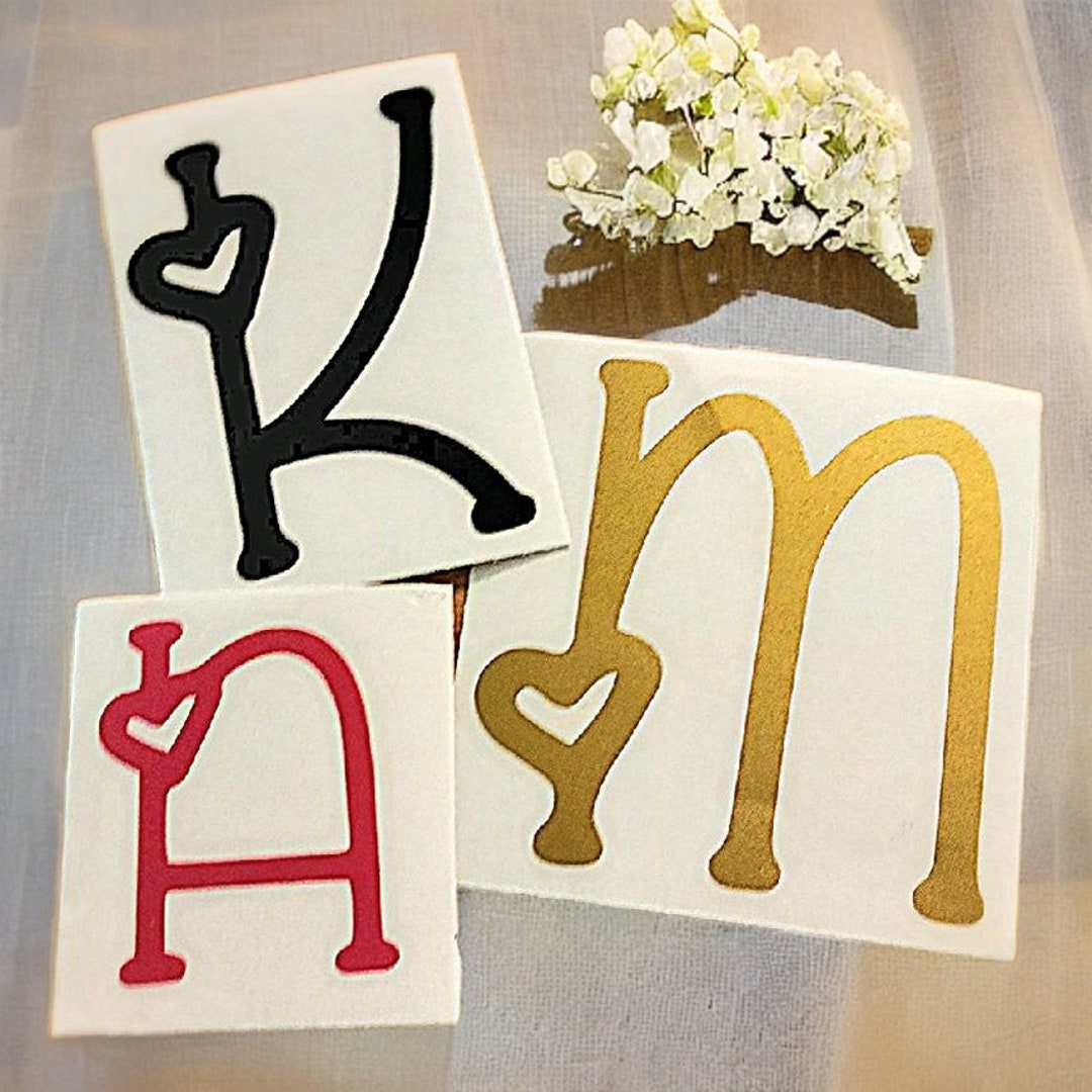 Single Letter Heart Font Decal / Yeti Tumbler Decal / Cooler Decal ...