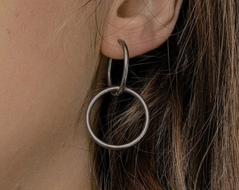 Double Hoop Earrings, Modern Style Earrings, Hypoallergenic Earrings, Infinity Earrings, Eternity Earrings, Chunky Silver Hoop Earrings