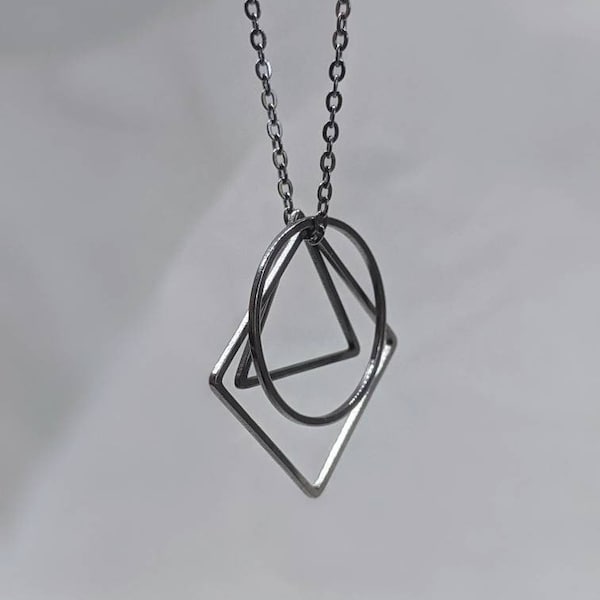 Triangle Square Circle Fidget Necklace – Interchangeable Geometric Pendant