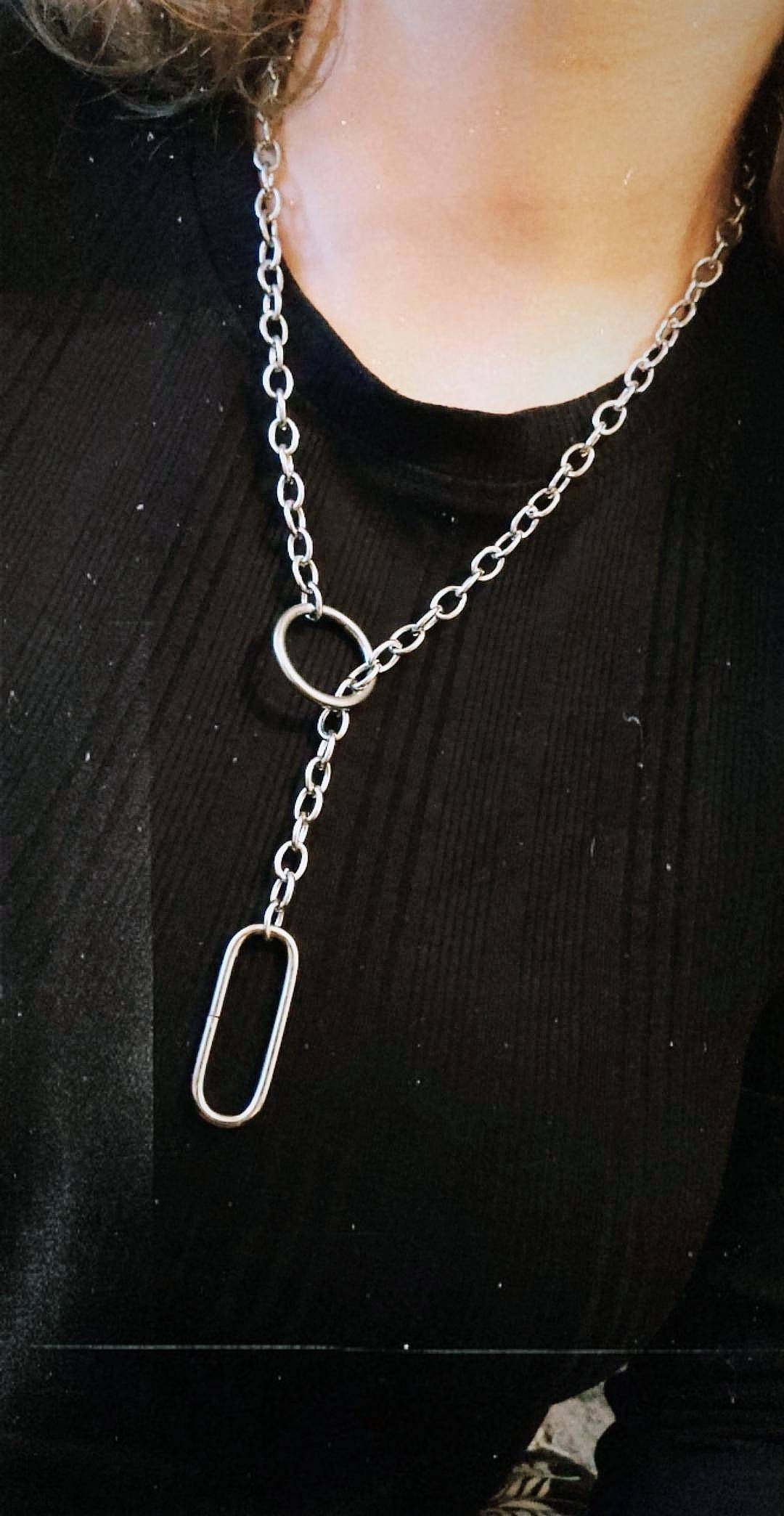 Statement Chain Choker Necklace O Ring Collar Leash Etsy