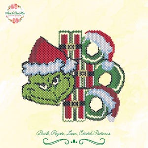 Schemi BRICK,PEYOTE, LOOM - 152-N3/152A-N3 Patterns Ho Grinch Ho - 11/0-Christmas decoration -Tree Decoration-Picture-Tutorial pdf