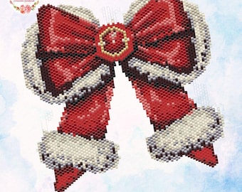 BRICK,PEYOTE,LOOM Patterns - 140-N3 / 140A-N3 / 140Loom-N3 Patterns - Santa Bow - Miyuki 11/0 - Christmas decoration - Tutorial pdf