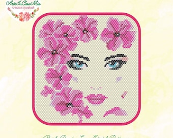BRICK and PEYOTE patterns - 616-E6/616A-E6 Pattern - Donna di fiore - Woman of Flowers - Miyuki 11/0 - Picture decoration - Tutorial pdf