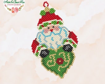 BRICK Patterns - PEYOTE - 20-N1/20A-N1 Pattern - Santa Joy - Miyuki 11/0 - Christmas decoration - PDF tutorial