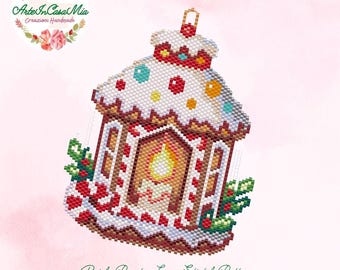 BRICK,PEYOTE,LOOM Patterns - 135-N3 / 135A-N3 / 135Loom-N3 Patterns - Lantern - Miyuki 11/0 - Christmas decoration - Tutorial pdf