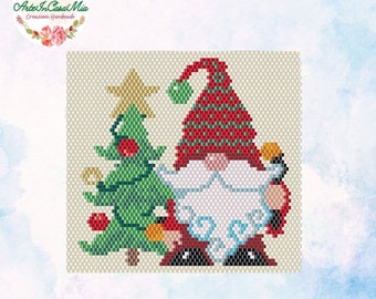 BRICK Patterns - PEYOTE - LOOM 23B-N1/23BA-N1/23DLoom-N1 Pattern - Santa and Tree Picture- Miyuki 11/0 - Christmas picture - Tutorial pdf