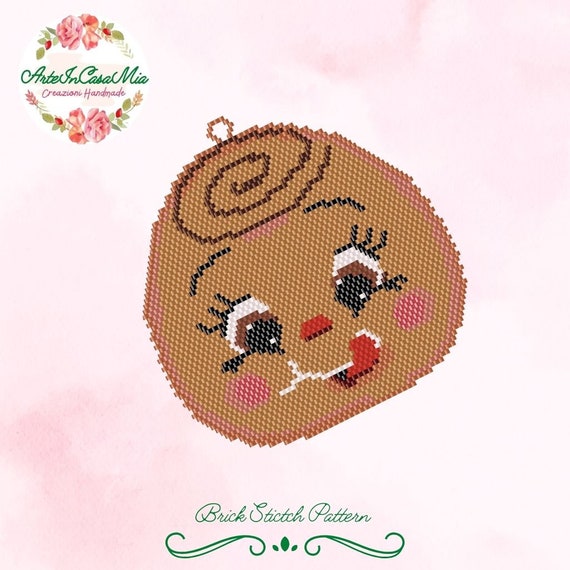 Schema BRICK STITCH, PEYOTE - 7-N1 / 7A-N1 Patterns - Greedy gingerbread smiley - Delica Miyuki 11/0 - Christmas decoration - Tutorial pdf
