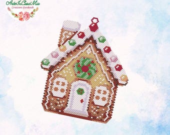 BRICK and PEYOTE patterns - 129-N3/129A-N3 Pattern - Marzipan House - Gingerbread House - Miyuki 11/0 - Christmas decoration - Tutorial pdf