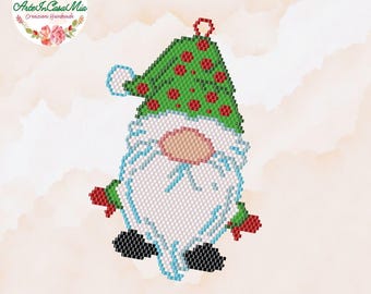 BRICK and PEYOTE patterns - 34-N1/34A-N1 Pattern - Gnomotto - Miyuki 11/0 - Christmas decoration - PDF tutorial